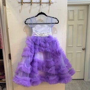 Amazon Purple and White Kids Formal Dress